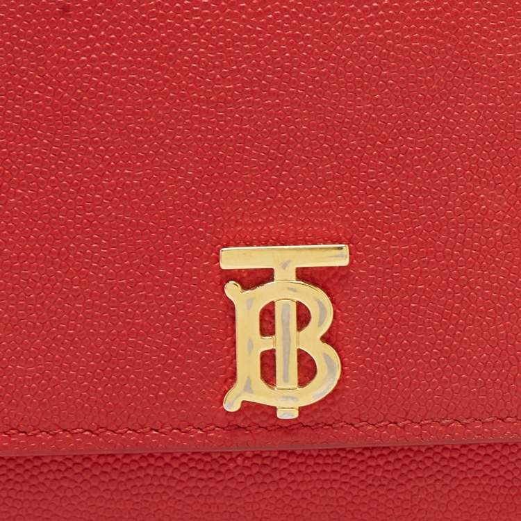 Pre Owned Burberry Red Leather TB Logo Continental Wallet