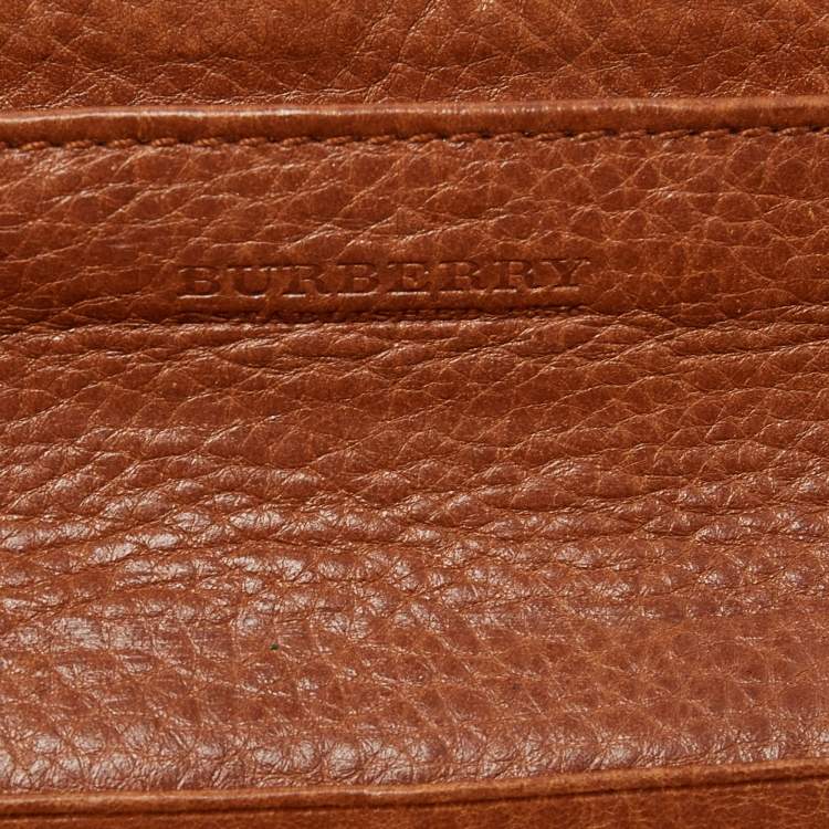 Pre Owned Burberry Red/Brown Nylon and Leather Stripe Flap Continental Wallet