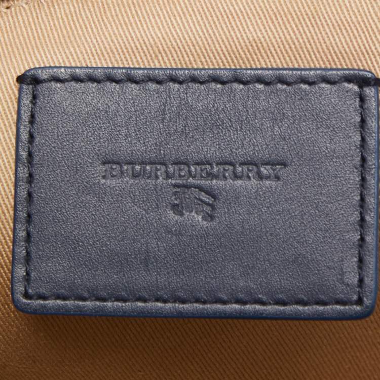 Pre Owned Burberry Navy Blue/Beige Housecheck PVC Cosmetic Pouch