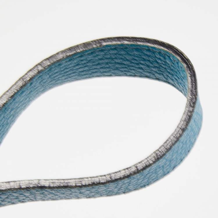 Pre Owned Burberry Blue Leather and House Check PVC Shark Tooth Flap Shoulder Bag