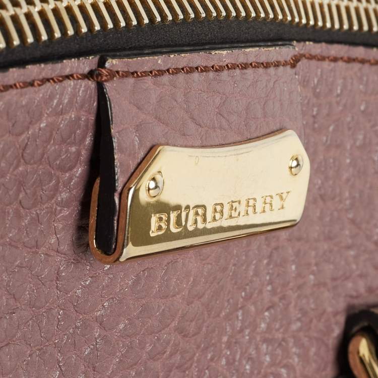 Pre Owned Burberry Lilac Pebbled Leather Small Orchard Bowler Bag