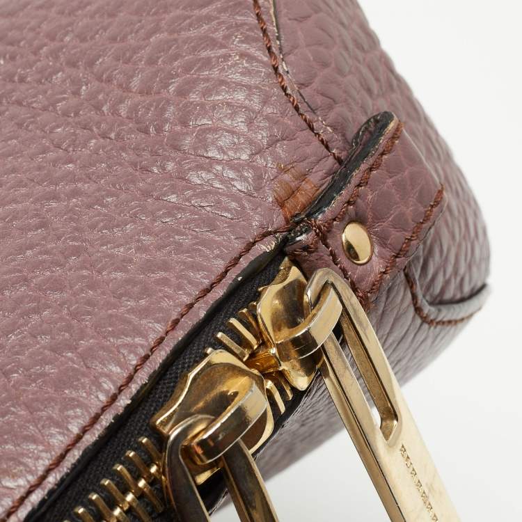 Pre Owned Burberry Lilac Pebbled Leather Small Orchard Bowler Bag