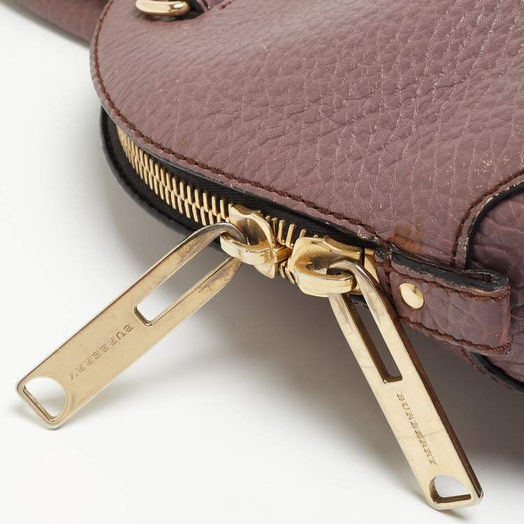 Pre Owned Burberry Lilac Pebbled Leather Small Orchard Bowler Bag