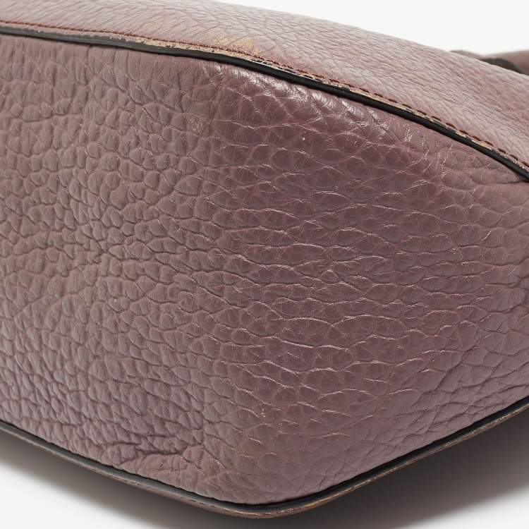 Pre Owned Burberry Lilac Pebbled Leather Small Orchard Bowler Bag