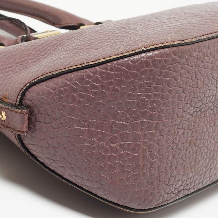 Pre Owned Burberry Lilac Pebbled Leather Small Orchard Bowler Bag