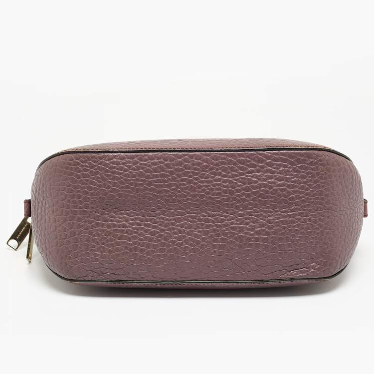 Pre Owned Burberry Lilac Pebbled Leather Small Orchard Bowler Bag
