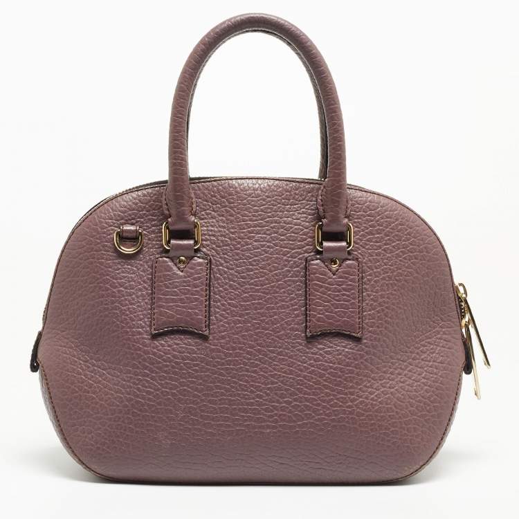 Pre Owned Burberry Lilac Pebbled Leather Small Orchard Bowler Bag