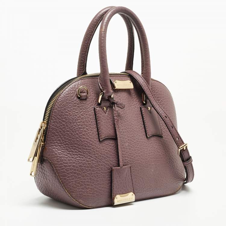 Pre Owned Burberry Lilac Pebbled Leather Small Orchard Bowler Bag