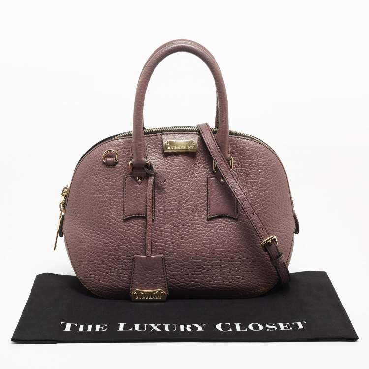 Pre Owned Burberry Lilac Pebbled Leather Small Orchard Bowler Bag