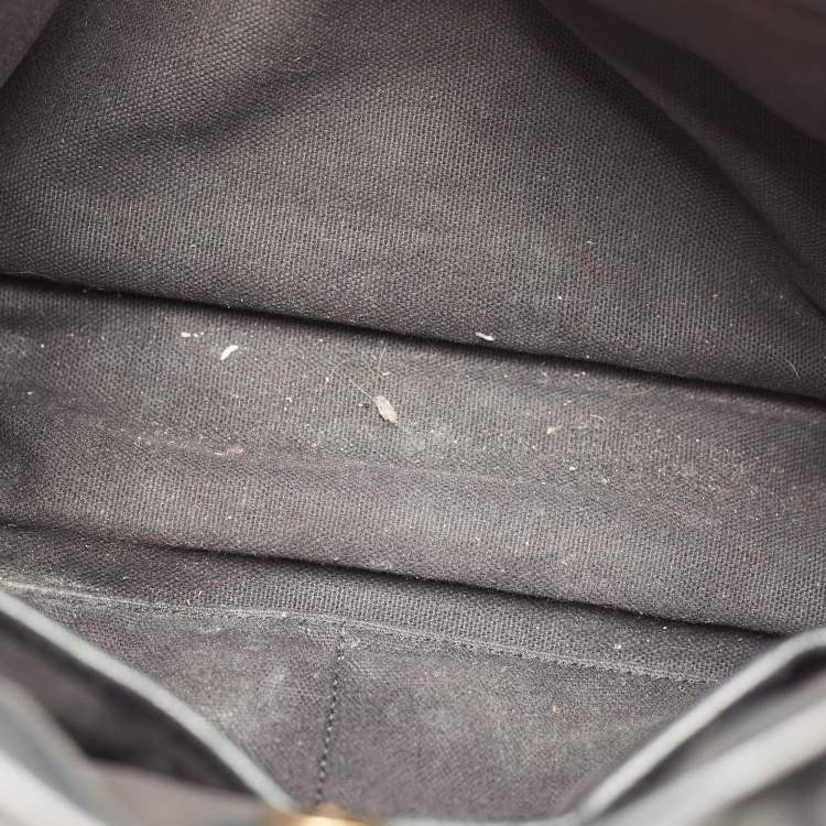 Pre Owned Burberry Black Leather and House Check Fabric Banner Tote
