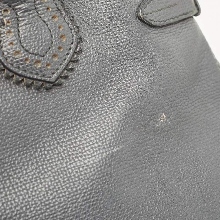 Pre Owned Burberry Black Leather and House Check Fabric Banner Tote