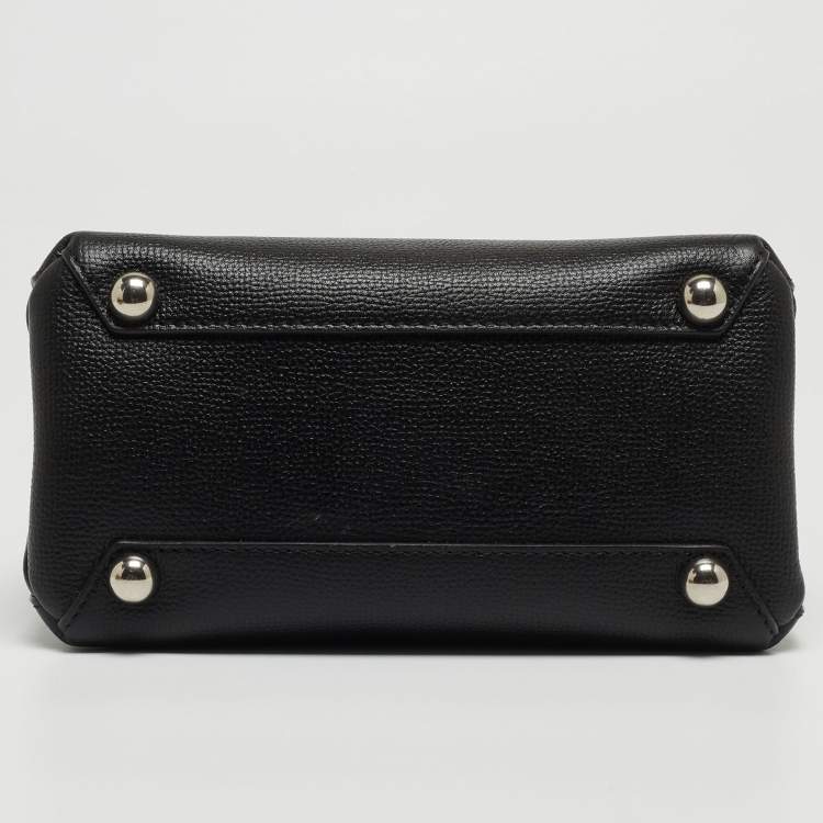 Pre Owned Burberry Black Leather and House Check Fabric Mini Banner Tote