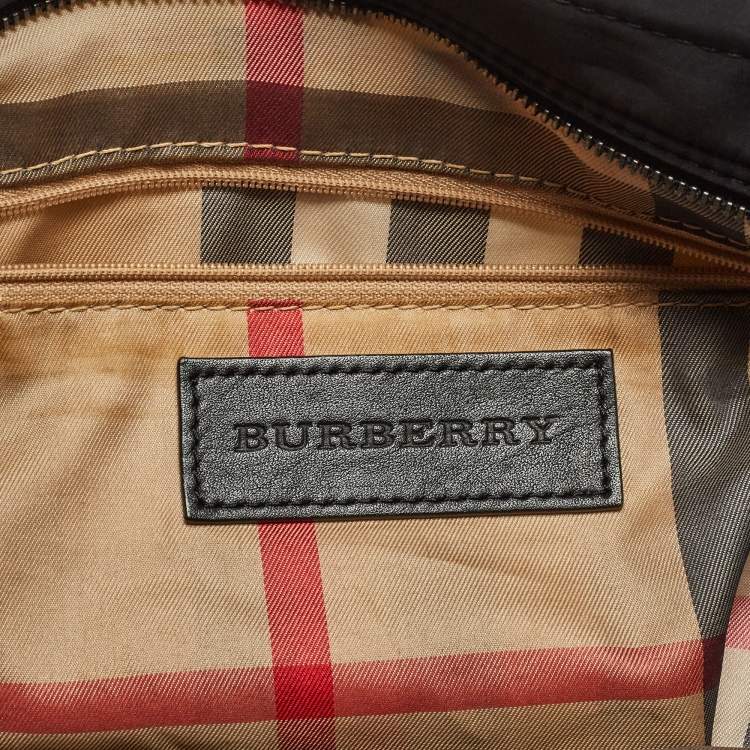 Pre Owned Burberry Military Green Nylon and Leather Buckleigh Tote