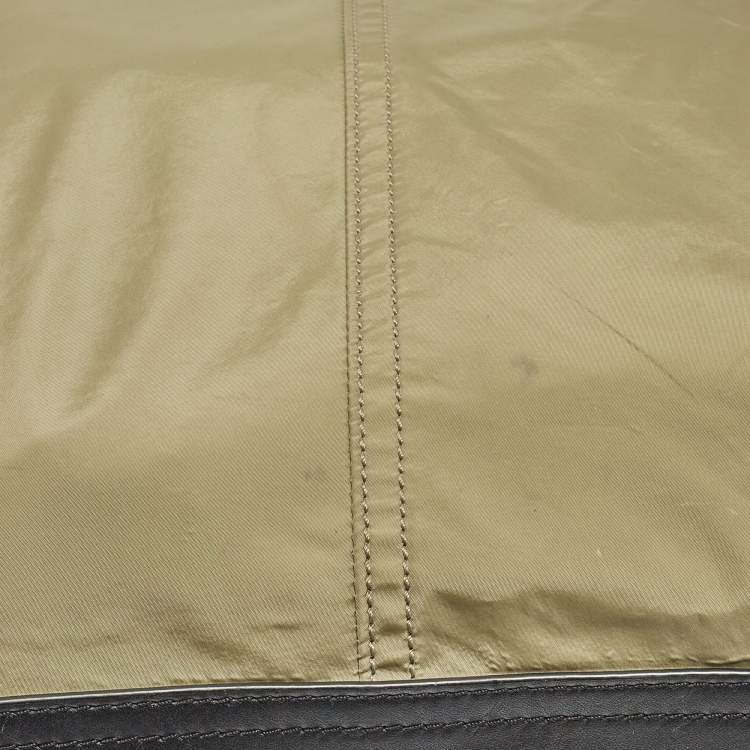 Pre Owned Burberry Military Green Nylon and Leather Buckleigh Tote
