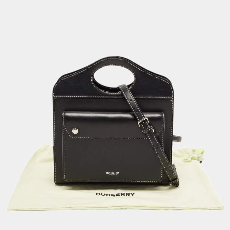 Pre Owned Burberry Black Leather Mini Pocket Tote