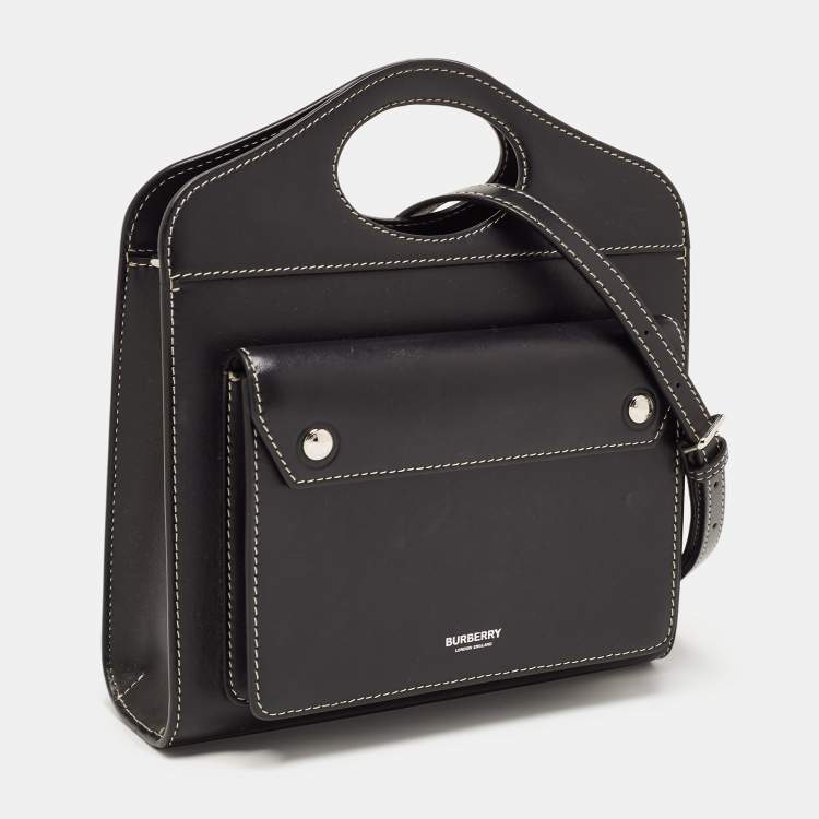 Pre Owned Burberry Black Leather Mini Pocket Tote