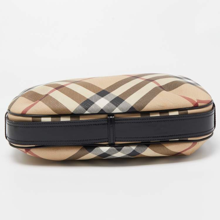 Pre Owned Burberry Beige/Black Supernova Coated Canvas Barton Hobo