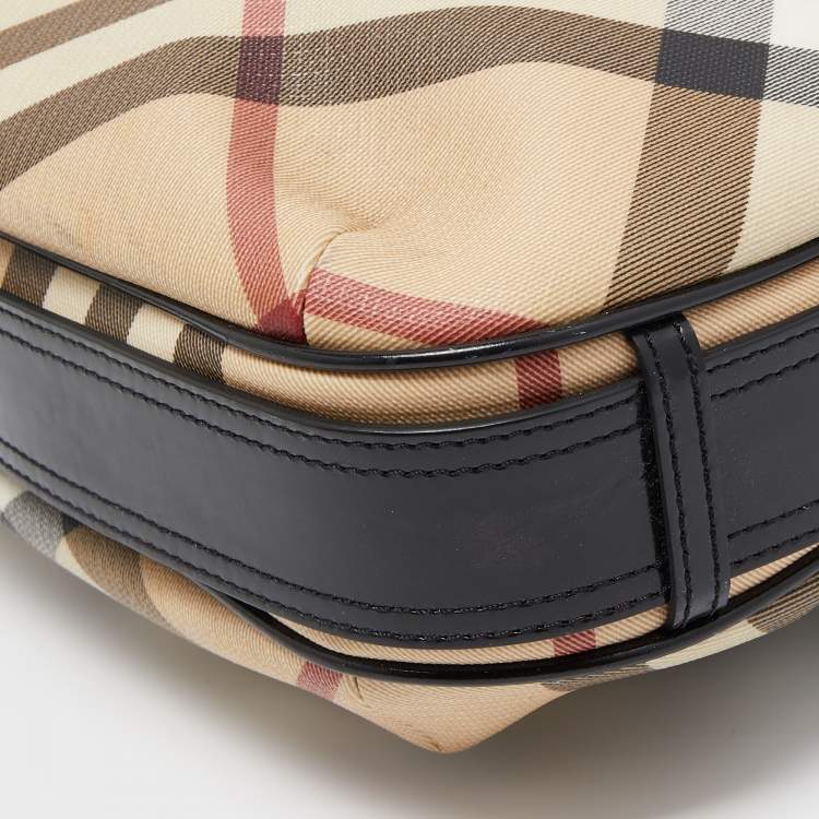 Pre Owned Burberry Beige/Black Supernova Coated Canvas Barton Hobo