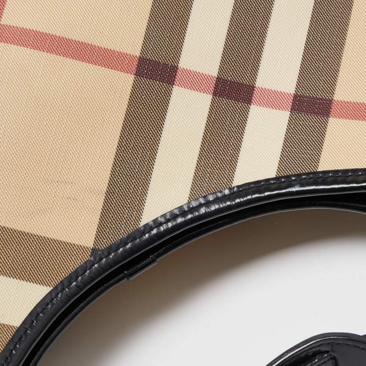 Pre Owned Burberry Beige/Black Supernova Coated Canvas Barton Hobo