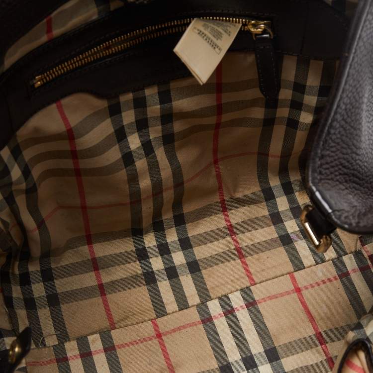 Pre Owned Burberry Dark Brown Leather Small Canterbury Tote