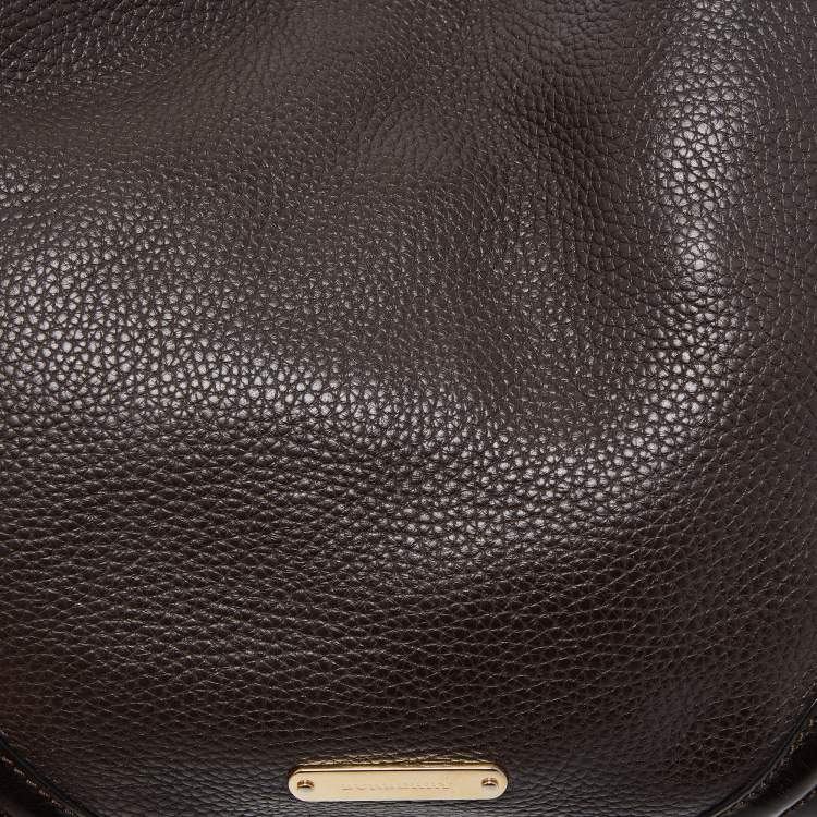 Pre Owned Burberry Dark Brown Leather Small Canterbury Tote