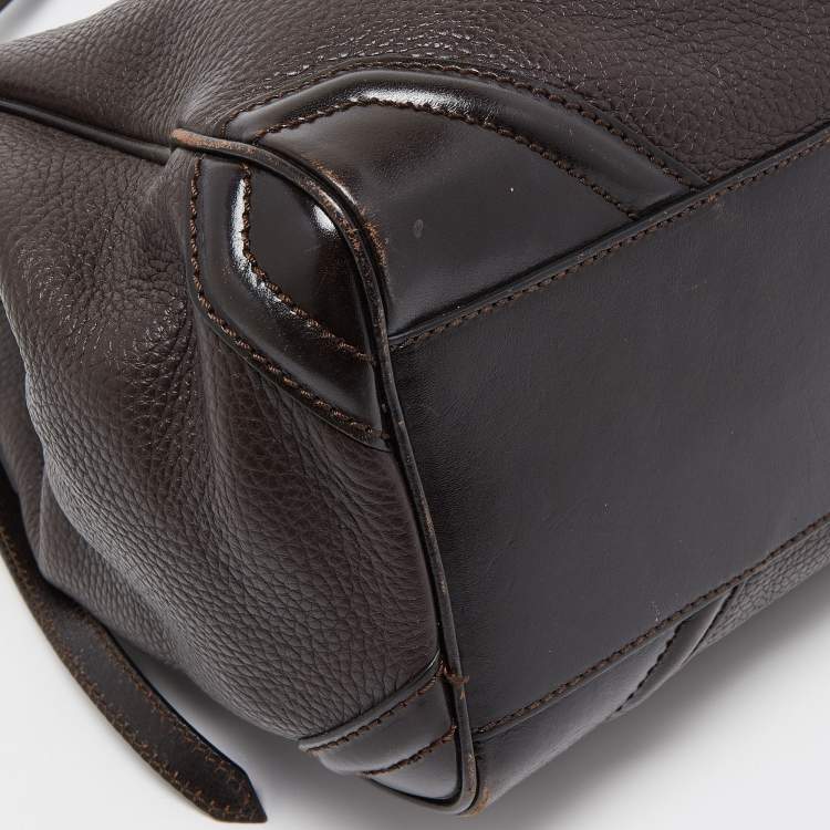 Pre Owned Burberry Dark Brown Leather Small Canterbury Tote