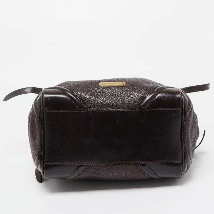 Pre Owned Burberry Dark Brown Leather Small Canterbury Tote