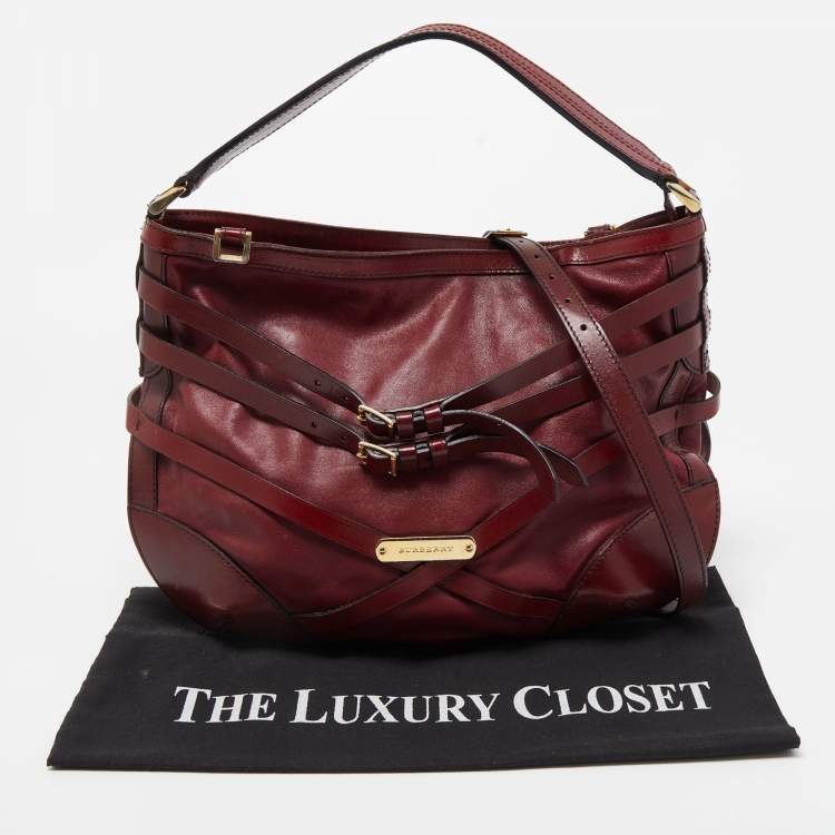 Pre Owned Burberry Burgundy Leather Bridle Dutton Hobo