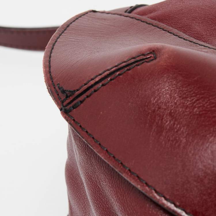 Pre Owned Burberry Burgundy Leather Bridle Dutton Hobo