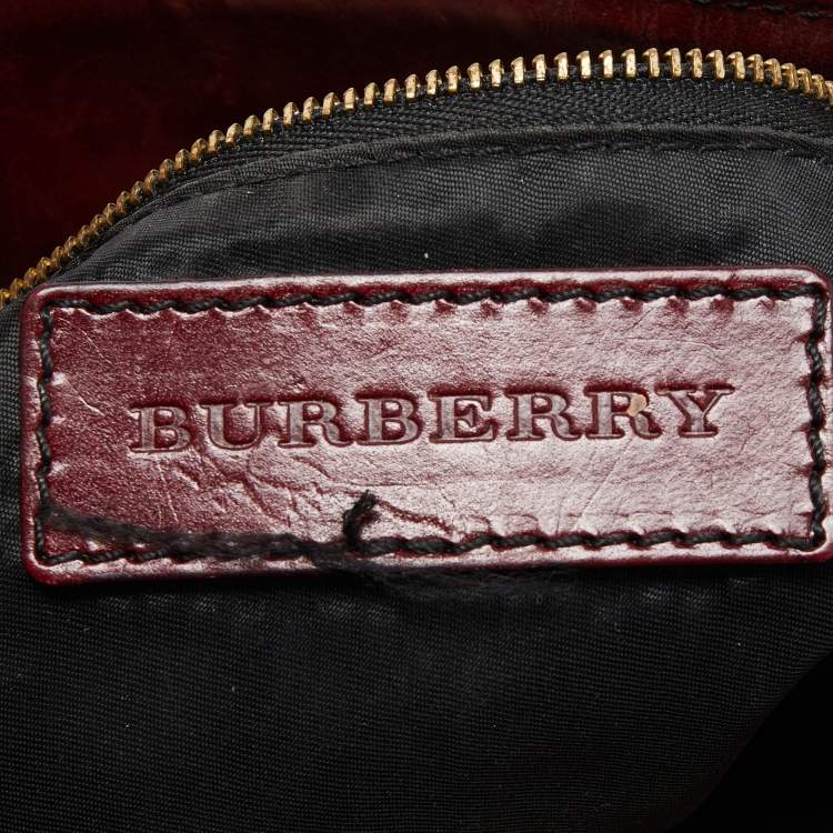 Pre Owned Burberry Burgundy Leather Bridle Dutton Hobo