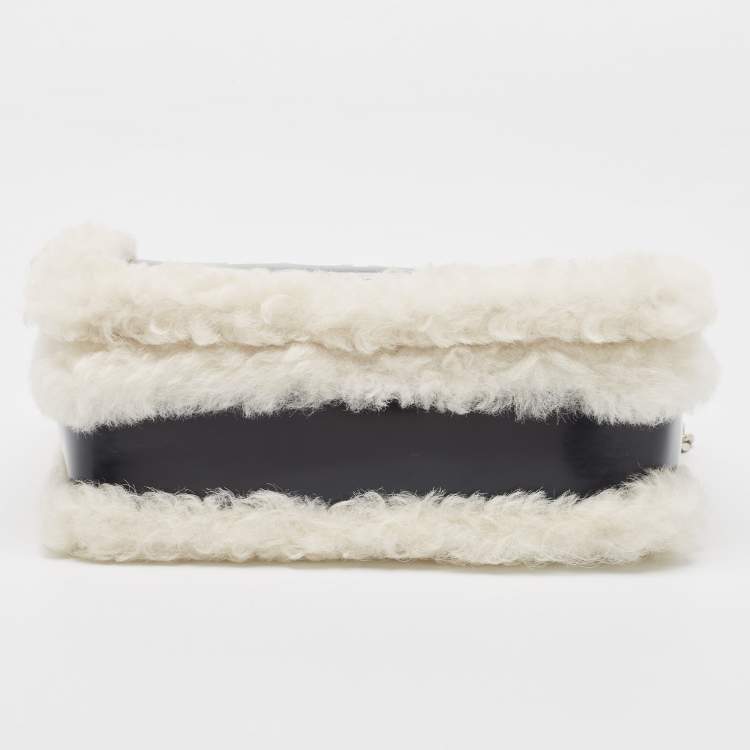 Pre Owned Burberry Black/White Leather and Fox Fur Small Lola Shoulder Bag