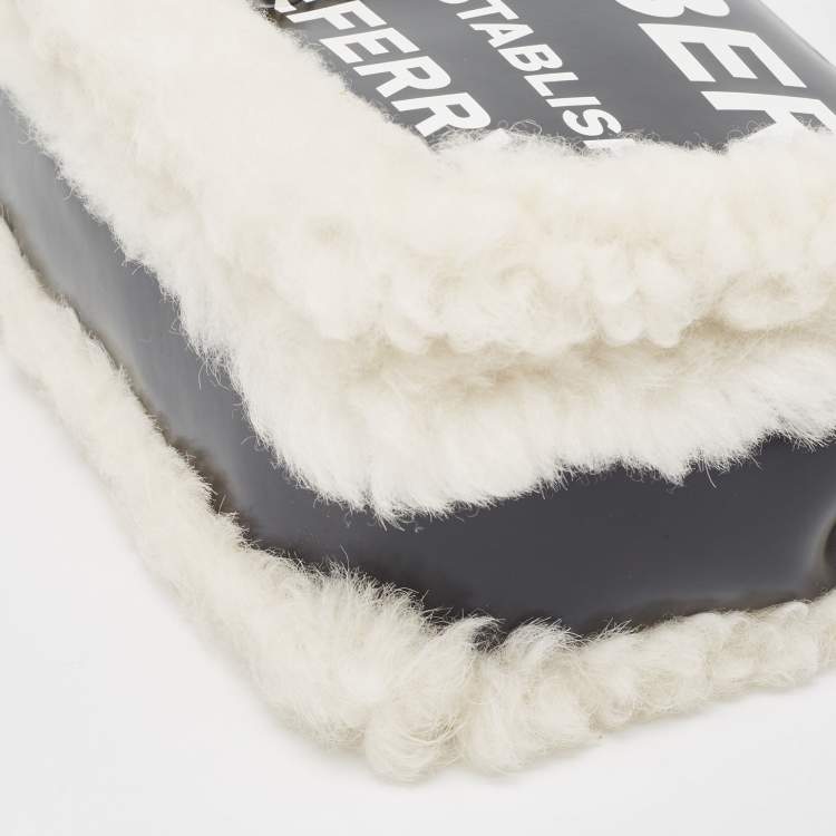 Pre Owned Burberry Black/White Leather and Fox Fur Small Lola Shoulder Bag