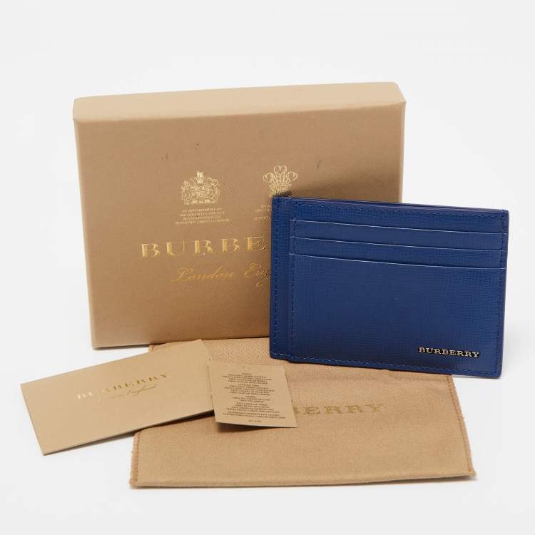 Pre Owned Burberry Blue Leather Logo Card Holder