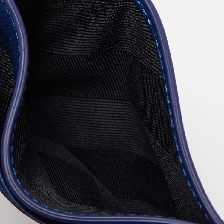 Pre Owned Burberry Blue Leather Logo Card Holder