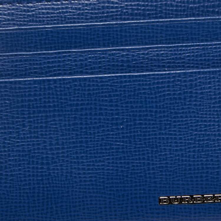 Pre Owned Burberry Blue Leather Logo Card Holder