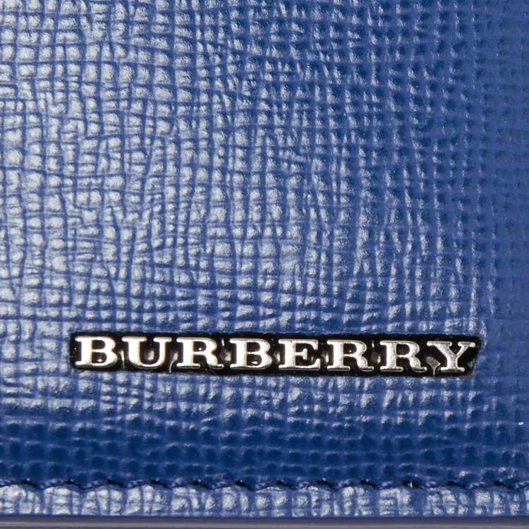 Pre Owned Burberry Blue Leather Logo Card Holder