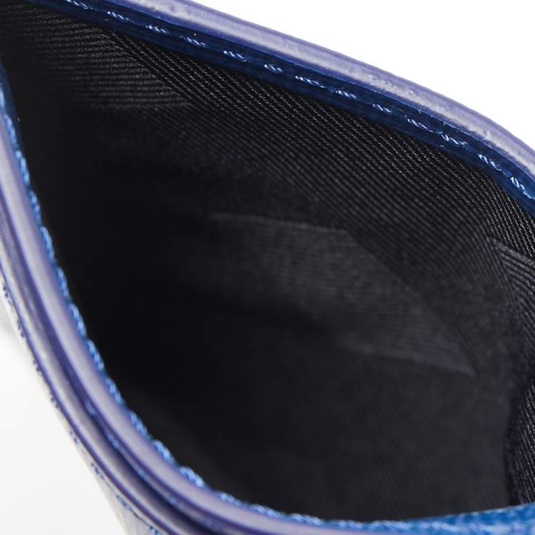 Pre Owned Burberry Blue Leather Logo Card Holder