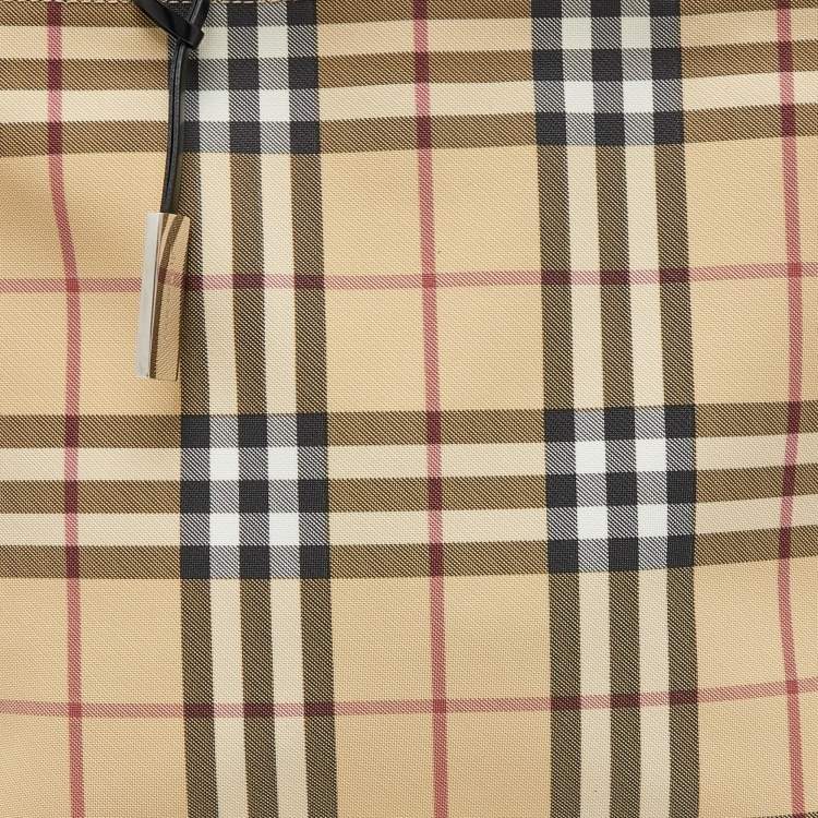 Pre Owned Burberry Beige Nova Check Coated Canvas and Leather Tote