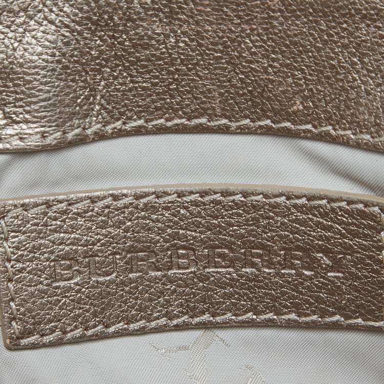 Pre Owned Burberry Gold Woven Leather Flap Chain Shoulder Bag