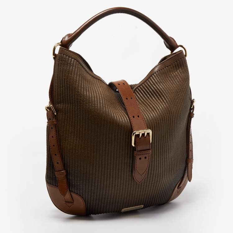 Pre Owned Burberry Brown Quilted Leather Dunloe Hobo