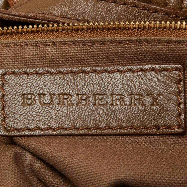 Pre Owned Burberry Brown Quilted Leather Dunloe Hobo