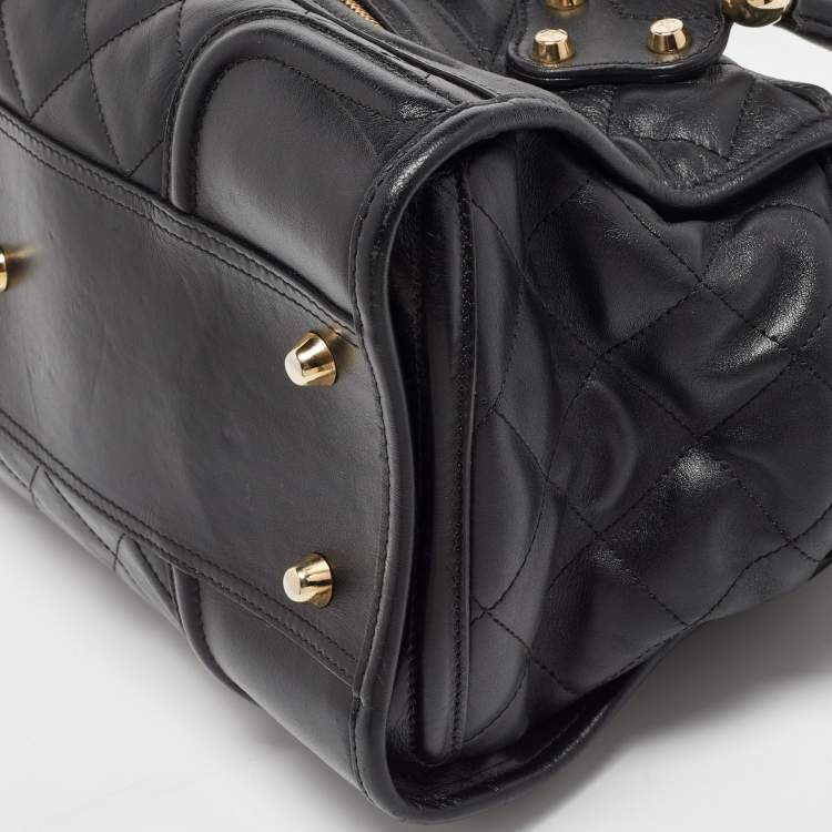 Pre Owned Burberry Black Quilted Leather Manor Bag