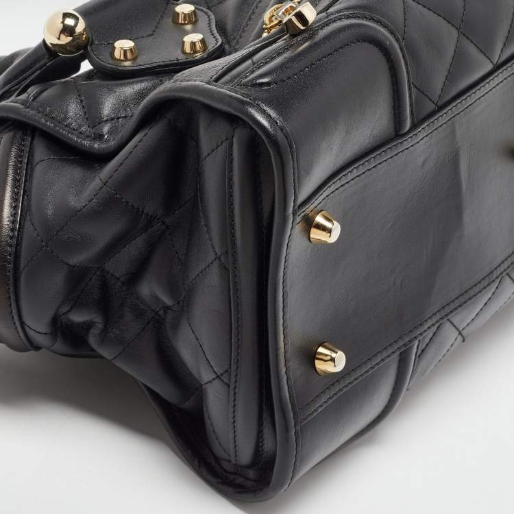 Pre Owned Burberry Black Quilted Leather Manor Bag