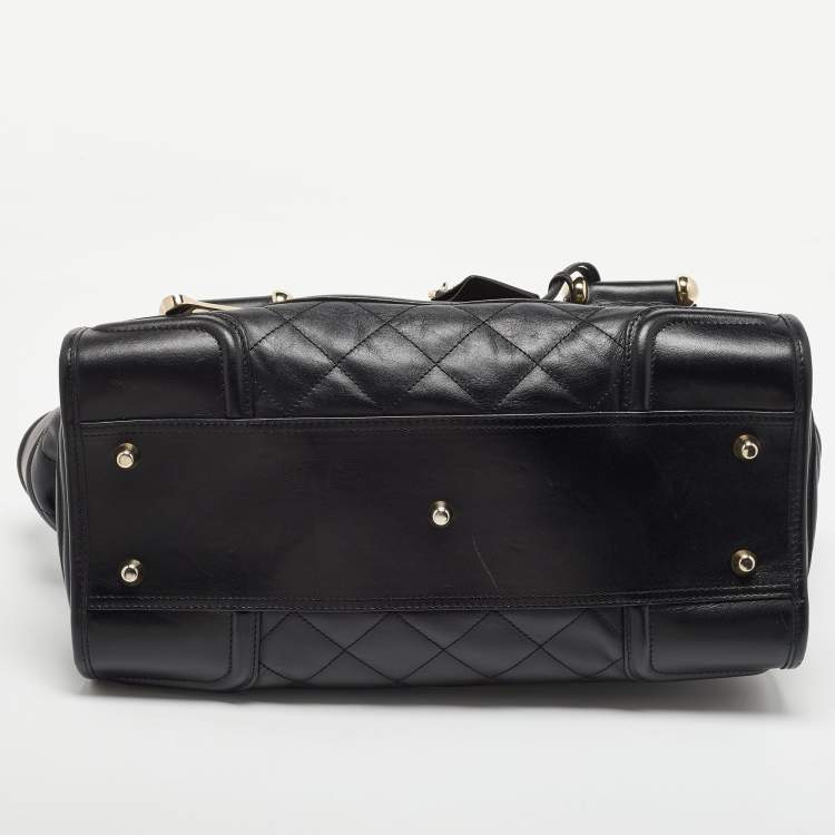 Pre Owned Burberry Black Quilted Leather Manor Bag