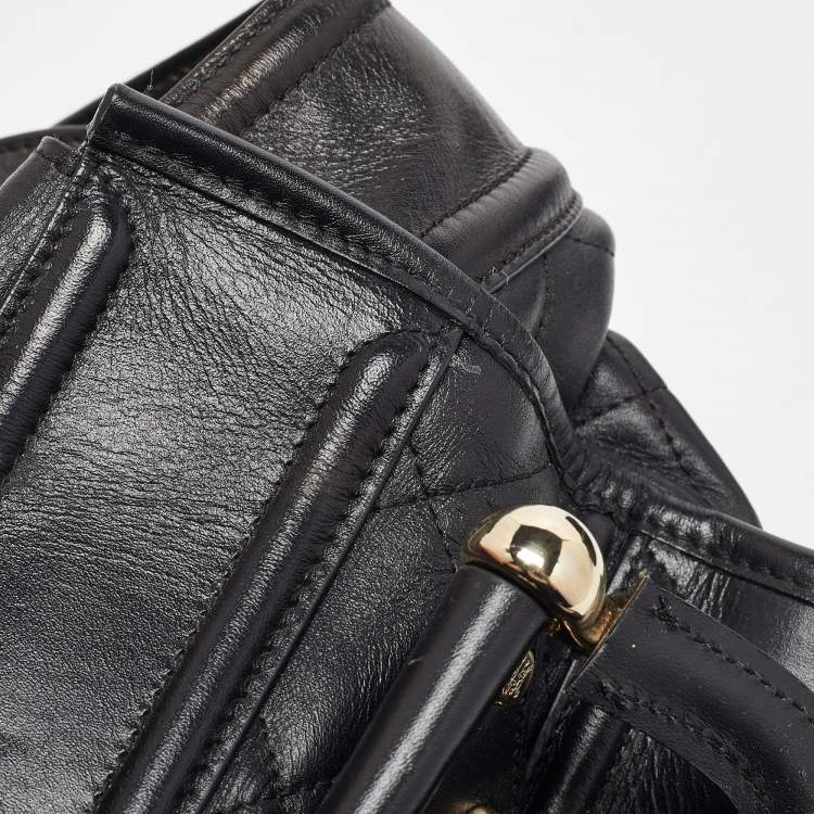 Pre Owned Burberry Black Quilted Leather Manor Bag