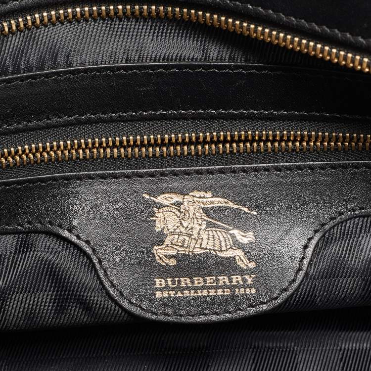 Pre Owned Burberry Black Quilted Leather Manor Bag