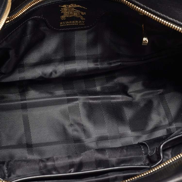 Pre Owned Burberry Black Quilted Leather Manor Bag