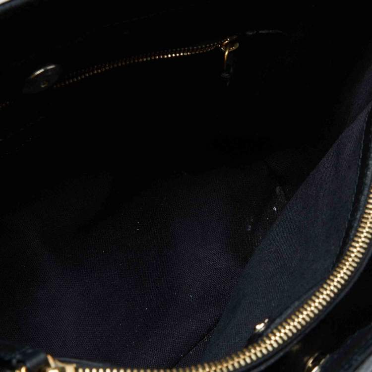 Pre Owned Burberry Black Leather and House Check Fabric Medium Banner Tote