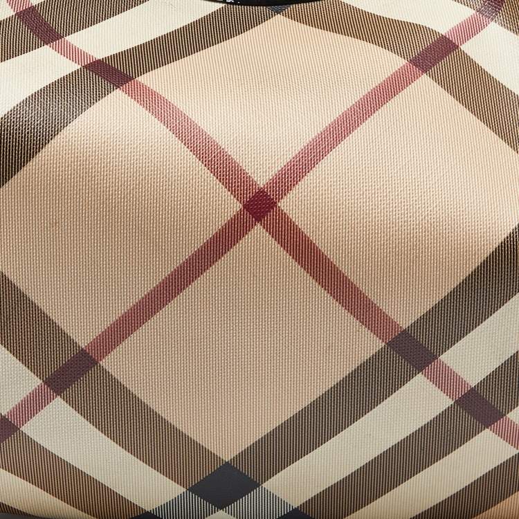 Pre Owned Burberry Beige/Black Supernova PVC and Patent Leather Barton Hobo