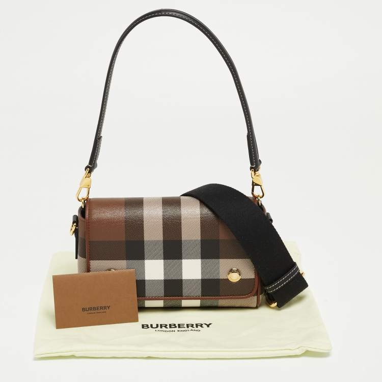 Pre Owned Burberry Brown/Black Check Coated Canvas and Leather Dorset Shoulder Bag